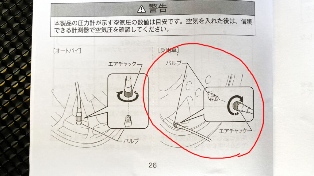 クルマの空気入れの方法を学ぶ